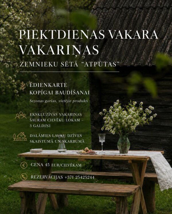 Piektdienas vakara vakariņas Zemnieku sētā "Atpūtas"
