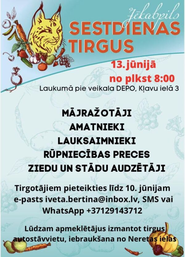 SESTDIENAS TIRGUS JĒKABPILĪ