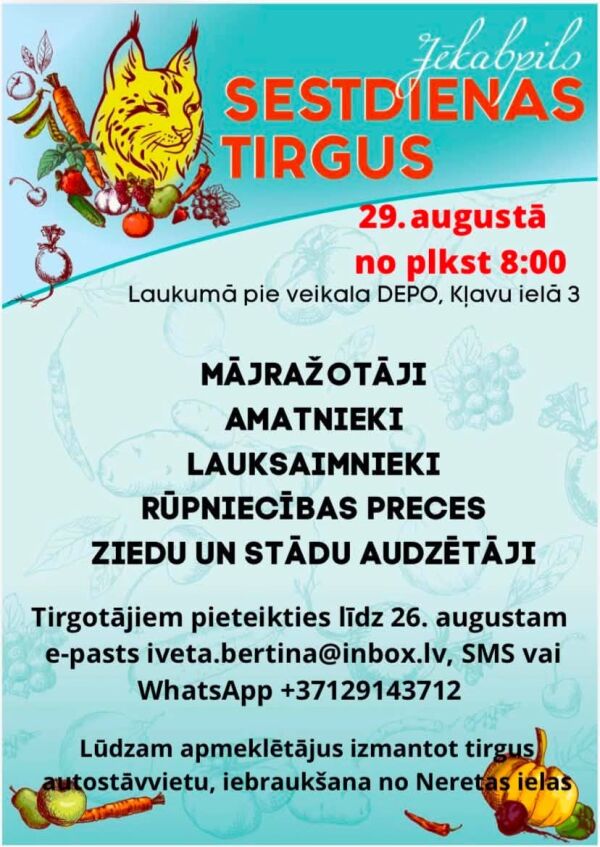 SESTDIENAS TIRGUS JĒKABPILĪ