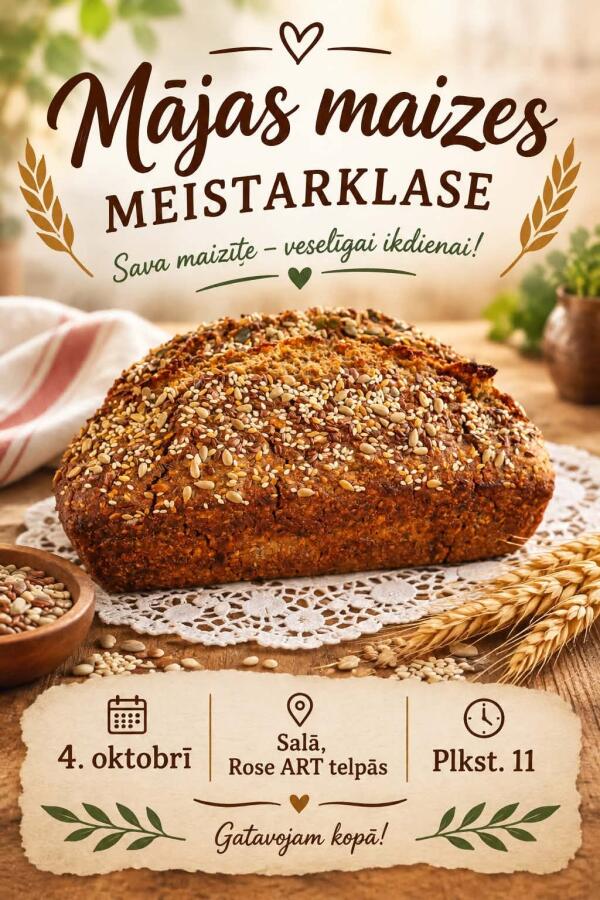 Mājas maizes cep&scaron;anas meistarklase Salā