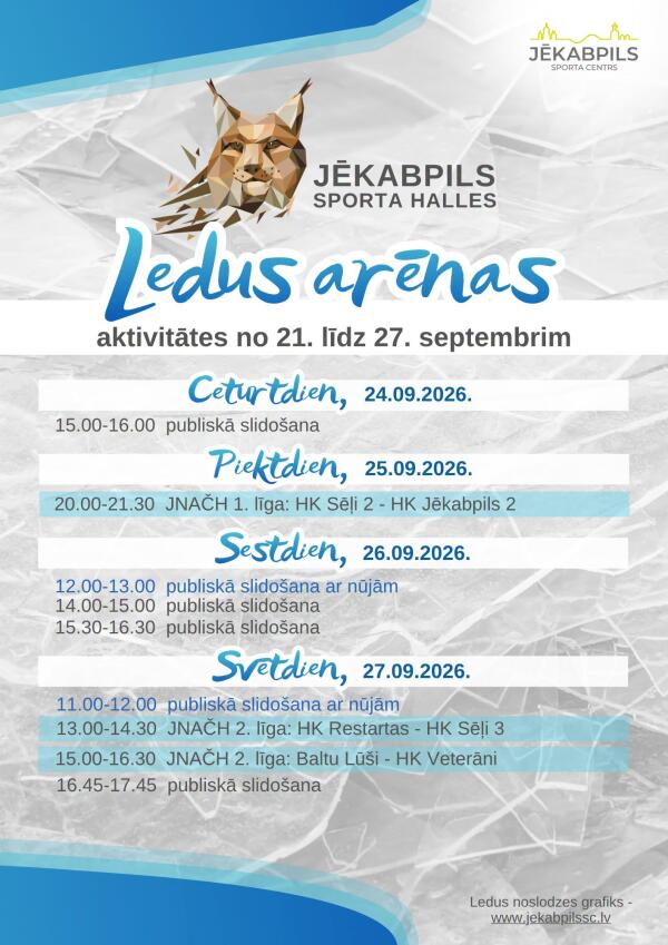 Aktivitātes Jēkabpils sporta halles ledus arēnā