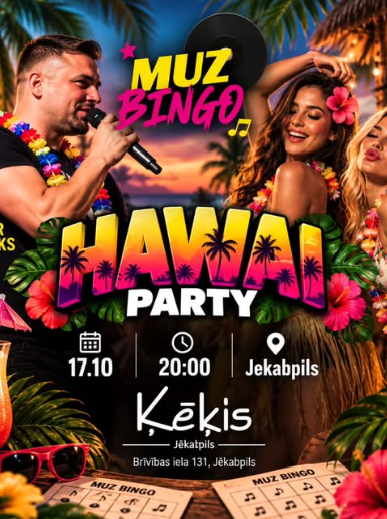 HAWAII PARTY MUZIKĀLĀ SPĒLE "MUZBINGO"