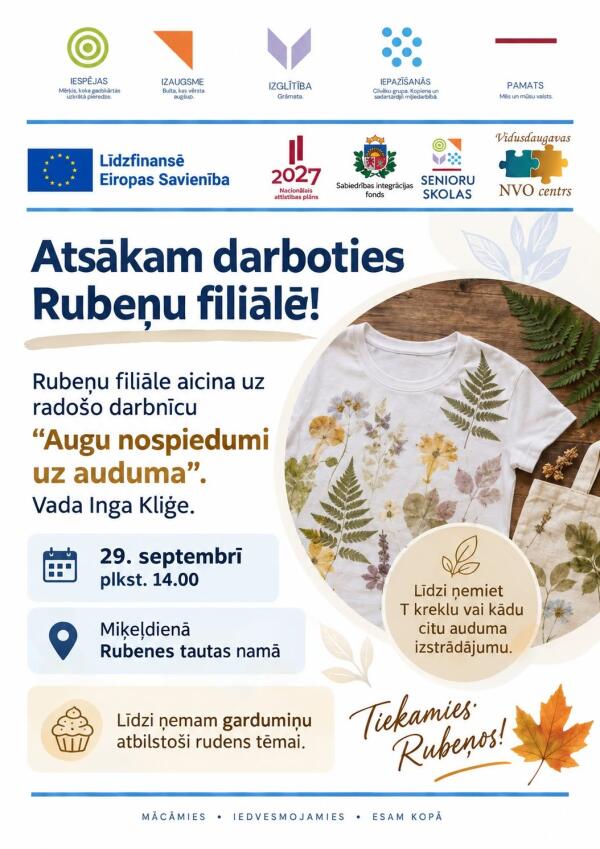Rado&scaron;ā darbnīca "Augu nospiedumi uz auduma" Rubeņos