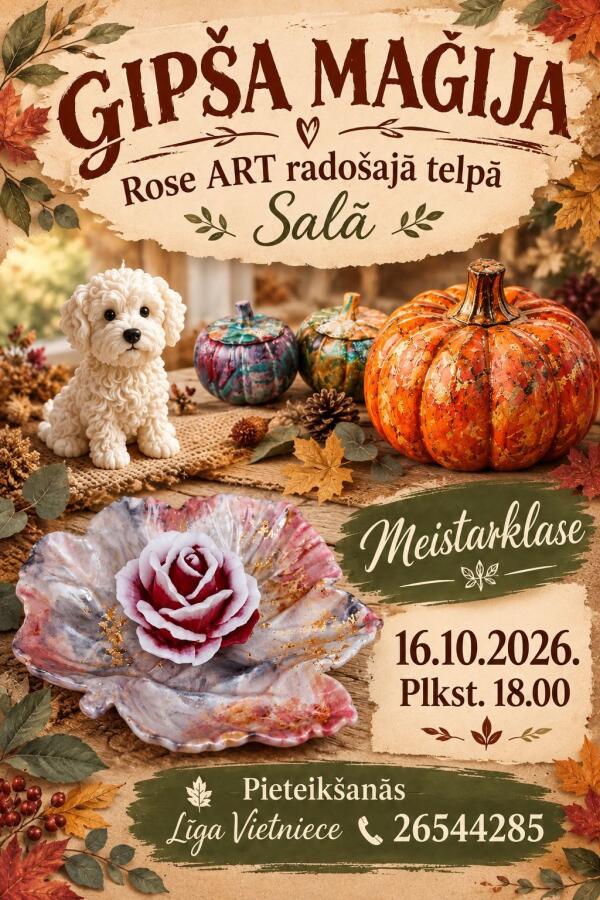 Meistraklase "Ģip&scaron;a maģija" rado&scaron;ajā telpā "ROSE ART"