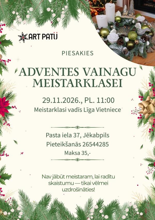  Adventes vainagu meistarklase Jēkabpilī