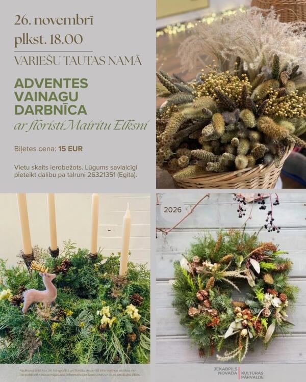 Adventes vainagu darbnīca Varie&scaron;u tautas namā 