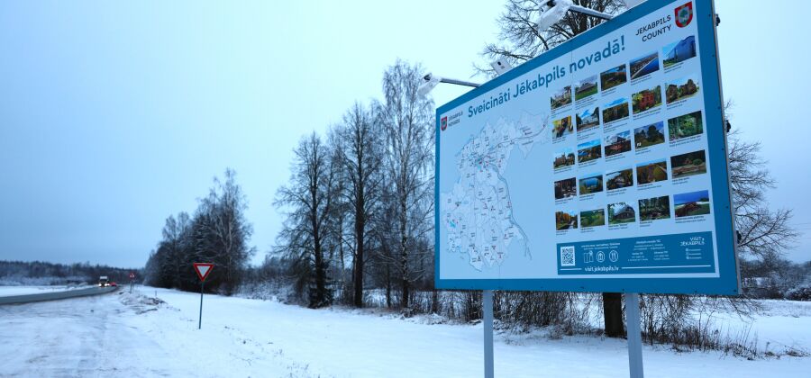 Atjaunots informatīvais stends Krustpils pagastā